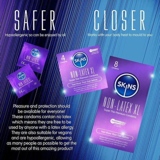 Skins Condoms 4pcs 57mm for Large Sizes Thin for Natural Feeling Natural
