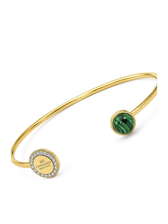 Rebecca Women's Bracelet Handcuffs made of Brass Gold Plated with Zircon