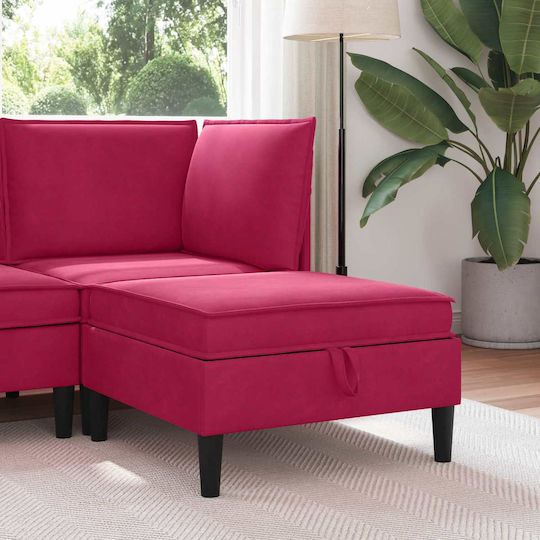 Red Velvet Footstool With Storage Space Red Velvet Footstool With Storage Space