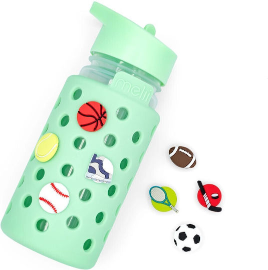 Melii Kids Plastic Water Bottle with Pop-Up Cap Green 450ml Personalized