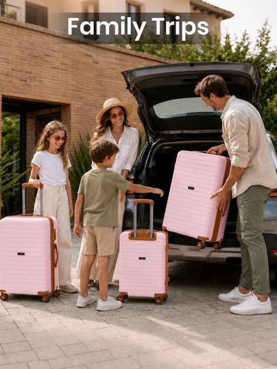 Miss Lulu Suitcases Hard Pink And Brown
