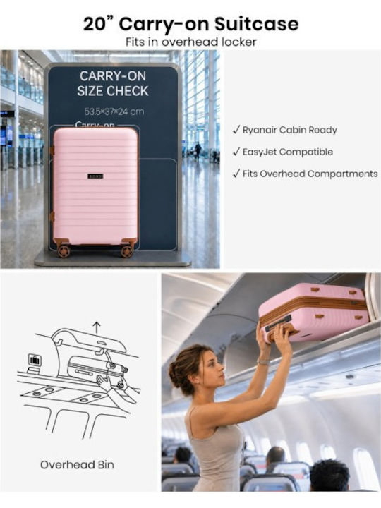 Miss Lulu Suitcases Hard Pink And Brown