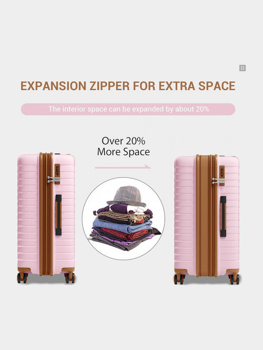 Miss Lulu Suitcases Hard Pink And Brown