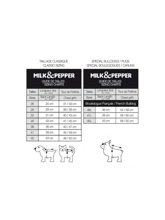 Milk & Pepper Dog Fleece Coat Hooded Grey Back Length 33 cm