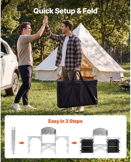 Vevor Τραπέζι Αλουμινίου για Camping Πτυσσόμενο 176x45x70cm Καφέ