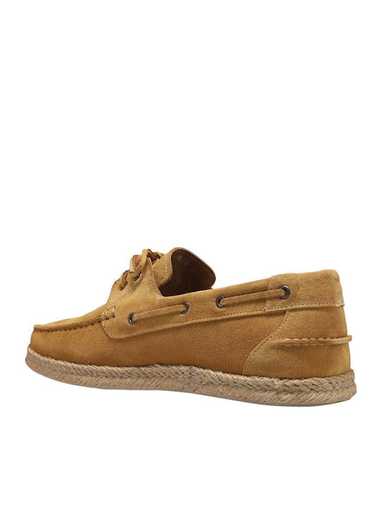Suede Men's Boat Shoes in Orange Colour