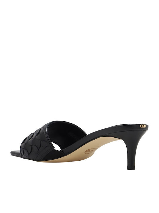 Leather Mules With Low Heel In Black Colour