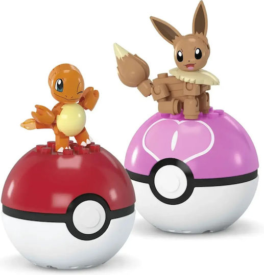 Mattel Cuburi de construit Pokemon Mega Set Charmander și Eevee pentru 6+ Ani 40 bucăți
