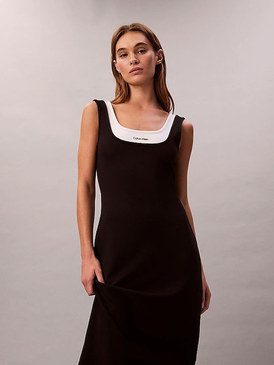 Καλοκαιρινό Midi Φόρεμα με Σκίσιμο Black
