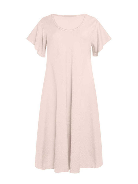 Celestino Rochie de Damă Midi Bumbac Loose Fit Bej