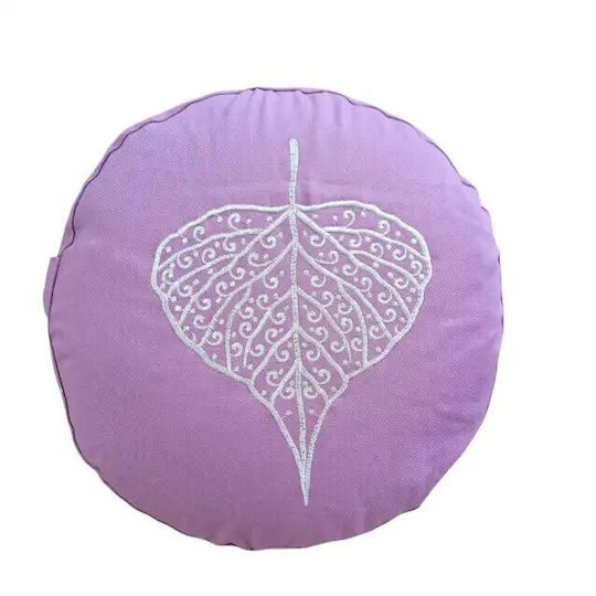 Pernă De Meditație Meditation Cushion Liliac Frunză Bodhi Bumbac Organic 33x17cm