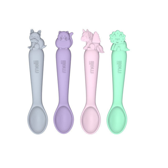 Melii Baby Set with Multicolour Silicone Spoons 4 Pieces