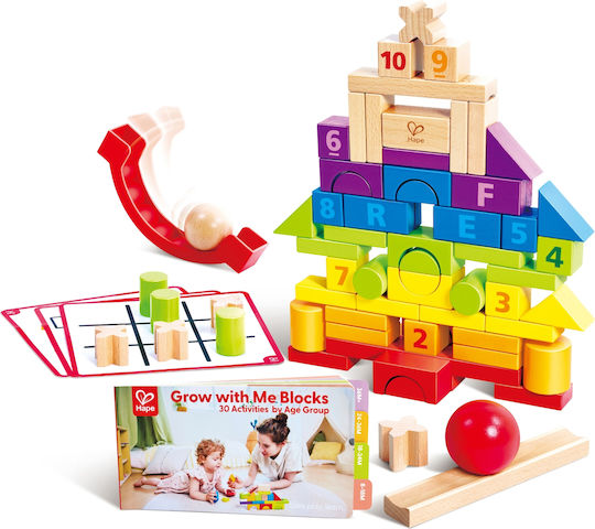 Hape Cuburi de construit Educative Grow-With-Me Din Lemn pentru 1-6 Ani 80 Buc