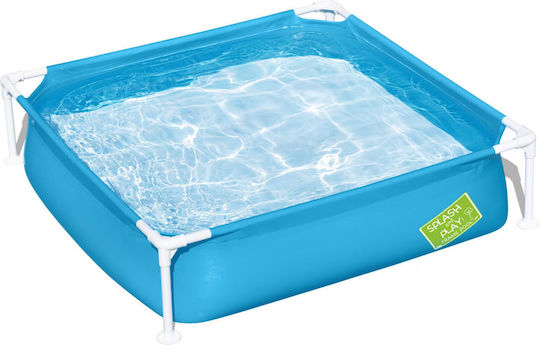 Piscină pentru copii pătrată PVC 365 l cu cadru metalic 122x122x30.5 cm albastră