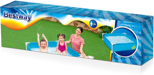 Piscină pentru copii pătrată PVC 365 l cu cadru metalic 122x122x30.5 cm albastră