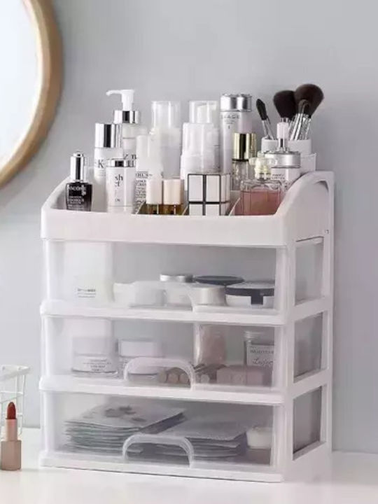Soulima Organizator Cosmetice Cu 3 Sertare Alb 27x23.5x17cm