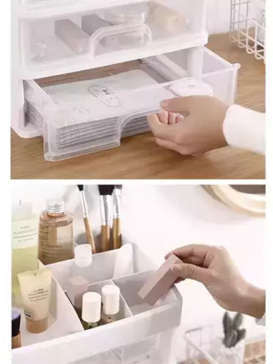Soulima Organizator Cosmetice Cu 3 Sertare Alb 27x23.5x17cm