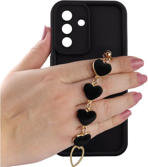 Volte-Tel Silicone TPU Strap Case Samsung A37 5G A376 6.7in Full Camera Protection Black Black Hearts Volte-Tel