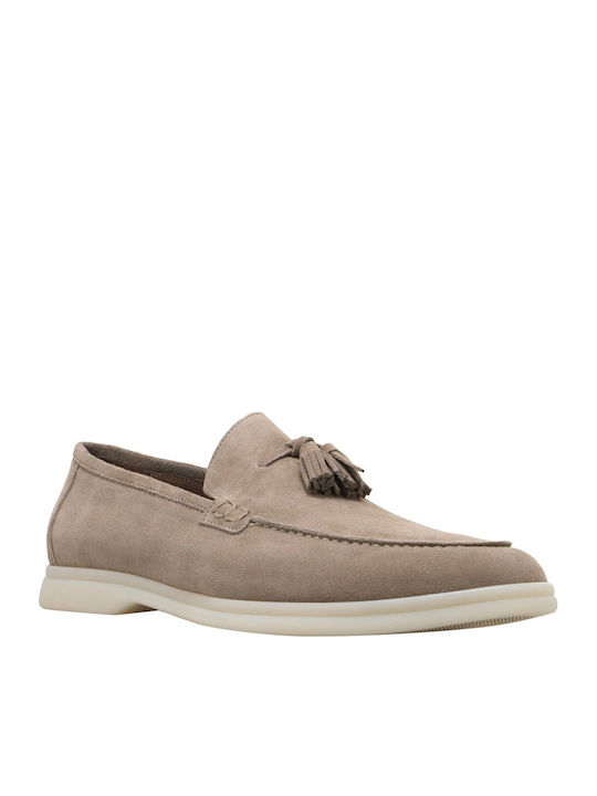 Leather Men's Loafers in Beige Colour