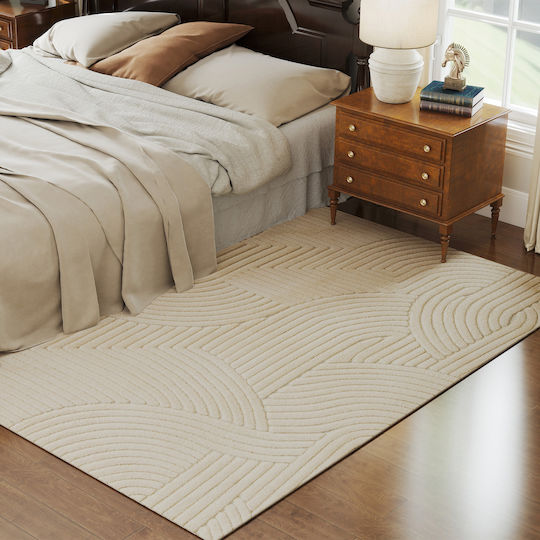 HomCom Covor Antiderapant Rectangular Crem Alb 160x230cm