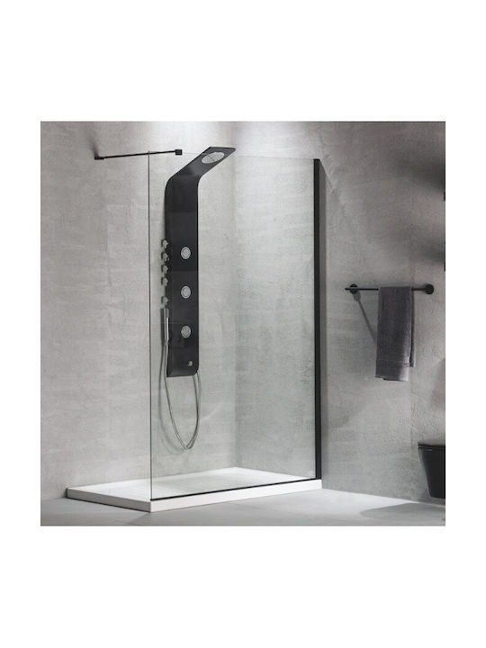 Devon Shower Screen for Shower with Sliding Door 47-49x200cm Clean Glass Black Matt