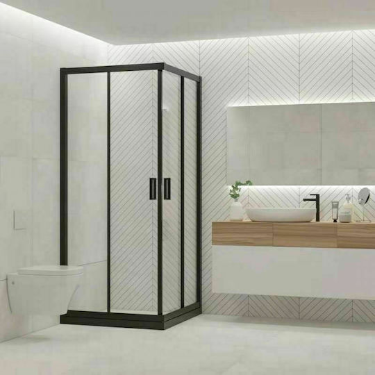 Gloria Nera America Kabine für Dusche mit Schieben Tür 90x90x185cm Schwarz Gloria Nera America Kabine für Dusche mit Schieben Tür 90x90x185cm Schwarz