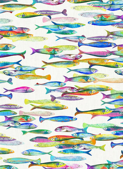 Tessitura Toscana Telerie Cotton Tablecloth Poisson Blue Blue 85x85cm