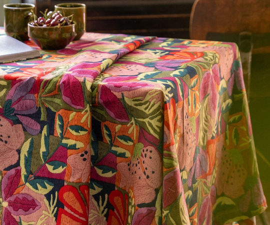 Tessitura Toscana Telerie Cotton Tablecloth Kiriku Green 85x85cm