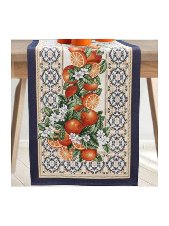 Dimeco Runner Valencia Ecru Blue 45x140cm