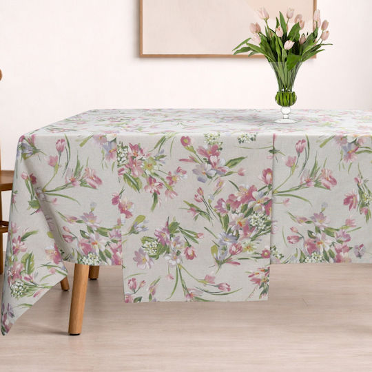 Dimeco Checkered Tablecloth Floral 135x135cm