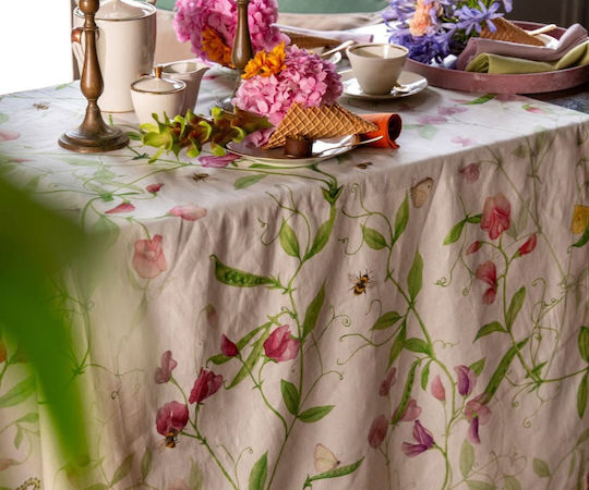 Tessitura Toscana Telerie Linen Tablecloth Petits Green 170x270cm