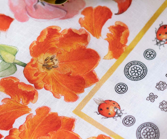Tessitura Toscana Telerie Linen Table Runner Orange