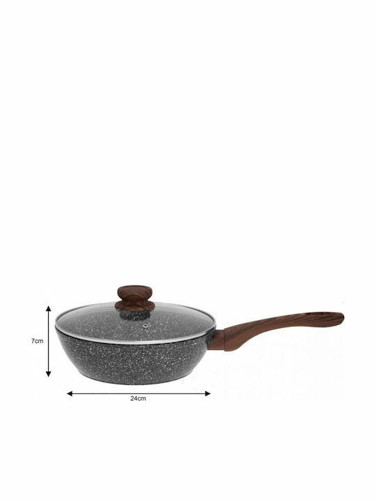 KING Hoff Wok With Lid made of Cast Aluminum with Non-Stick Coating 24cm