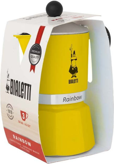 Bialetti Regenbogen Espressokocher für den Herd 3 Tassen Gelbe