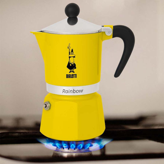 Bialetti Regenbogen Espressokocher für den Herd 3 Tassen Gelbe