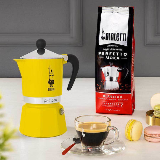 Bialetti Regenbogen Espressokocher für den Herd 3 Tassen Gelbe