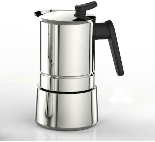 Pedrini Steelmoka Stovetop Espresso Pot 4 Cups Inox Silver
