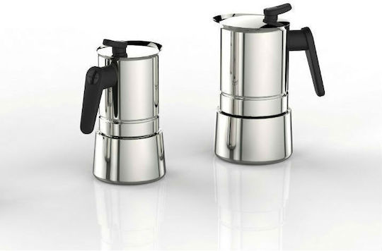Pedrini Steelmoka Stovetop Espresso Pot 4 Cups Inox Silver