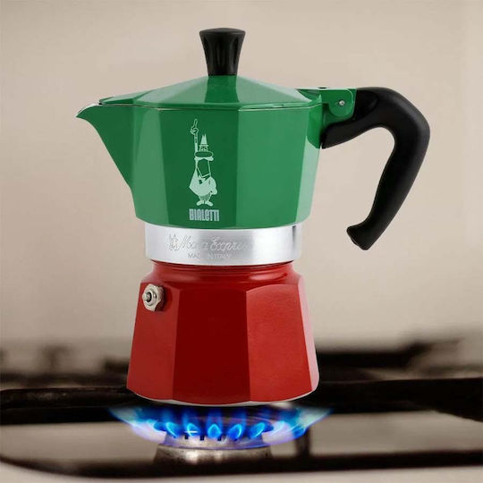 Bialetti Moka Express Tricolore Stovetop Espresso Pot 6 Cups Green