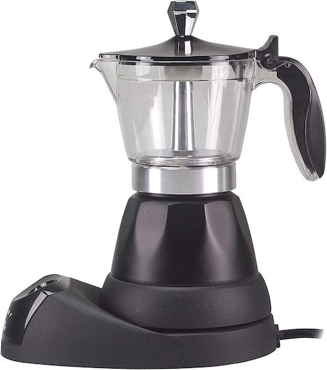 Beper Elektrisches Espressokocher für den Herd 3 Tassen 400W Schwarzes