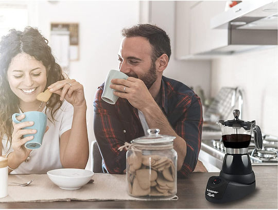 Beper Elektrisches Espressokocher für den Herd 3 Tassen 400W Schwarzes
