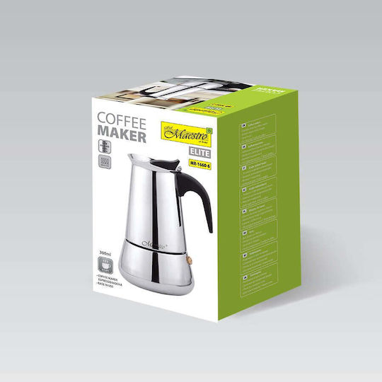 Maestro Μπρίκι Espresso 6cups Inox Μαύρο
