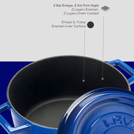 Lava Βαθιά Κατσαρόλα από Μαντέμι 4.49lt / 24cm Μπλε