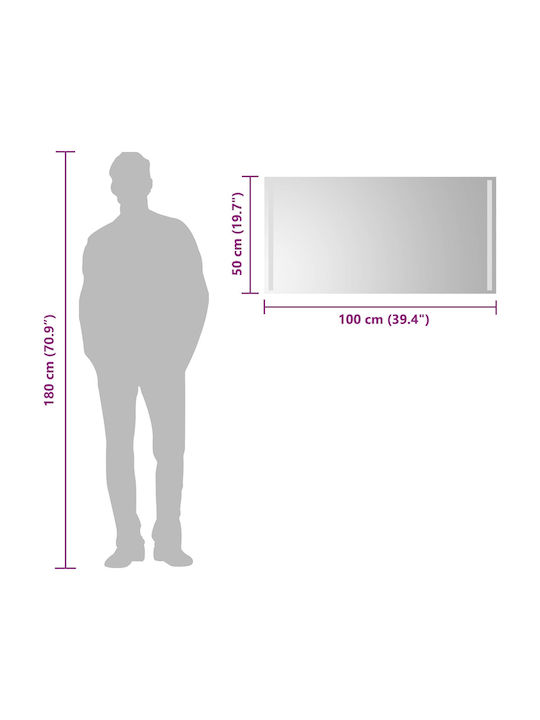 vidaXL Bathroom Mirror Led 100x50cm Transparent