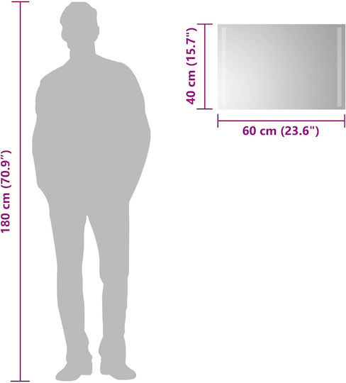 vidaXL Badezimmerspiegel Led 60x40cm Transparent