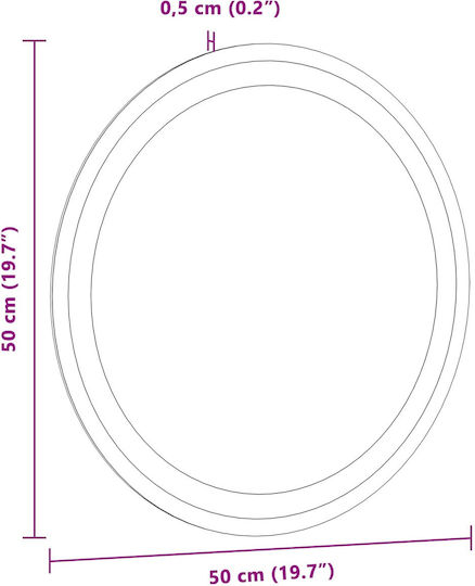 vidaXL Καθρέπτης Μπάνιου Led Αφής 50x50cm Διάφανος