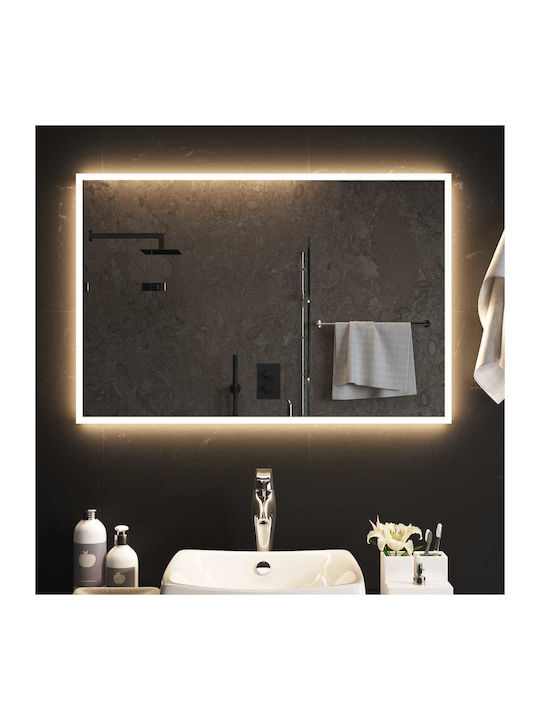 vidaXL Καθρέπτης Μπάνιου Led 90x60cm Διάφανος