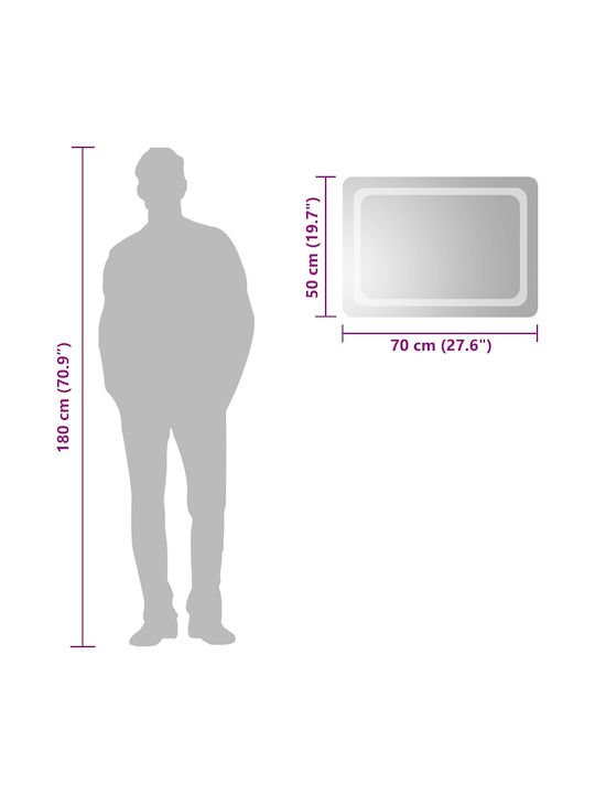 vidaXL Oglindă de baie Led 70x50cm Transparent