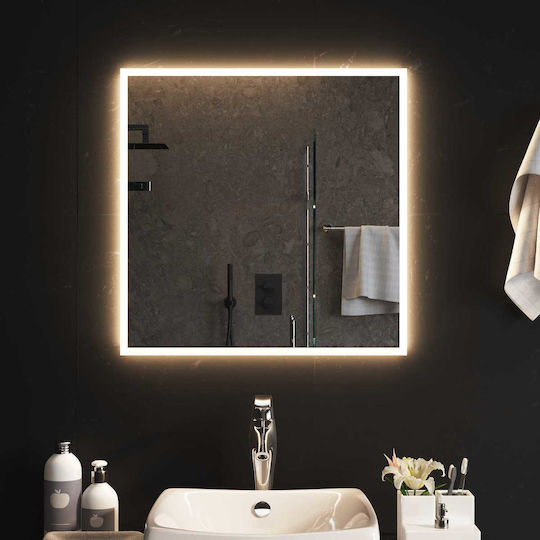 vidaXL Огледало за баня LED 60x60cm Прозрачен