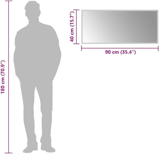 vidaXL Огледало за баня LED 90x40cm Прозрачен